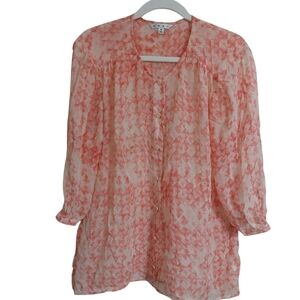 CAbi Coral Abstract Blouse